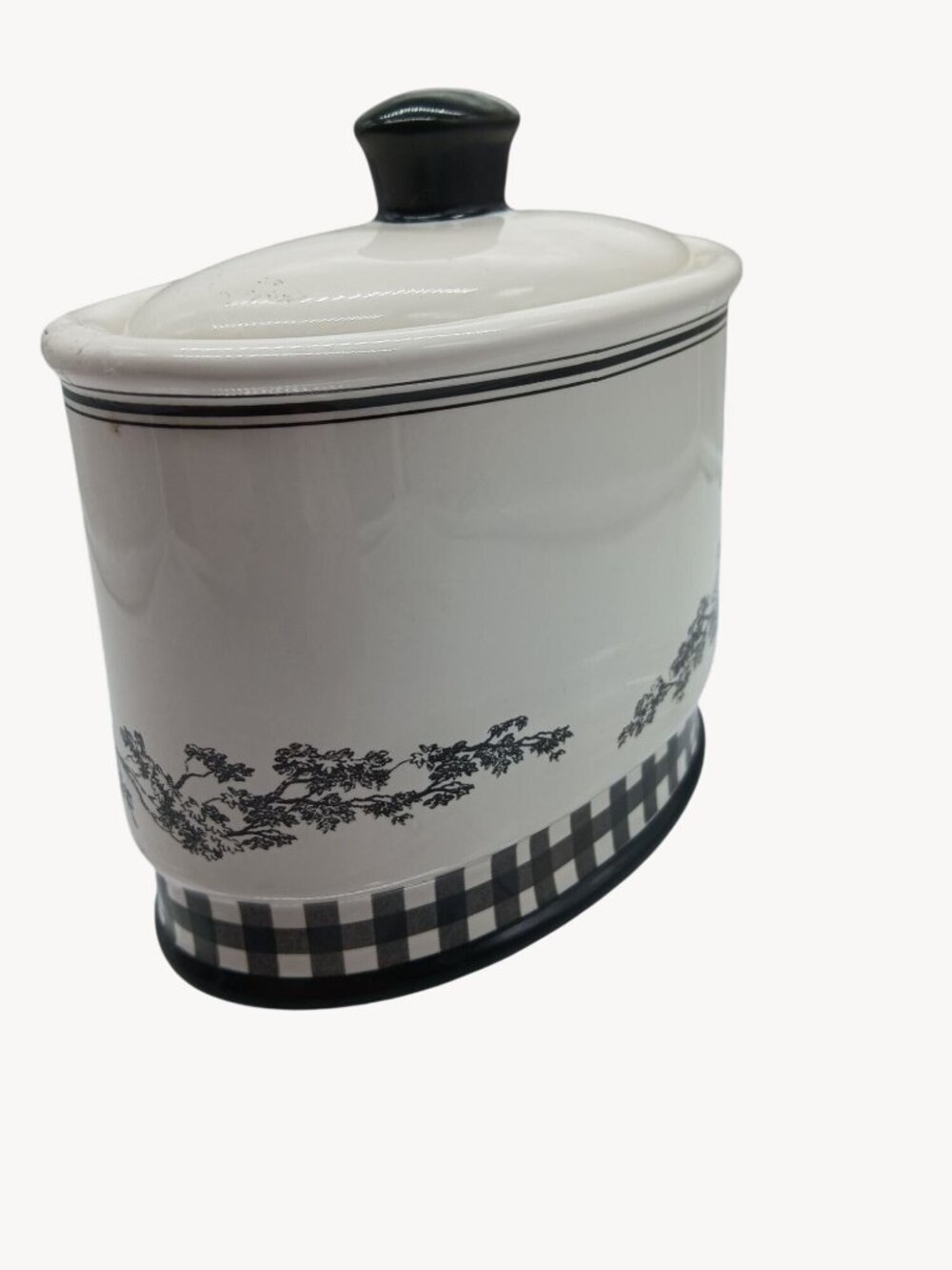 Vintage Waverly County Life Ceramic Lid Container Black White Toile Small Bath - Picture 6 of 16